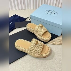 Prada Crochet Platform Sandals